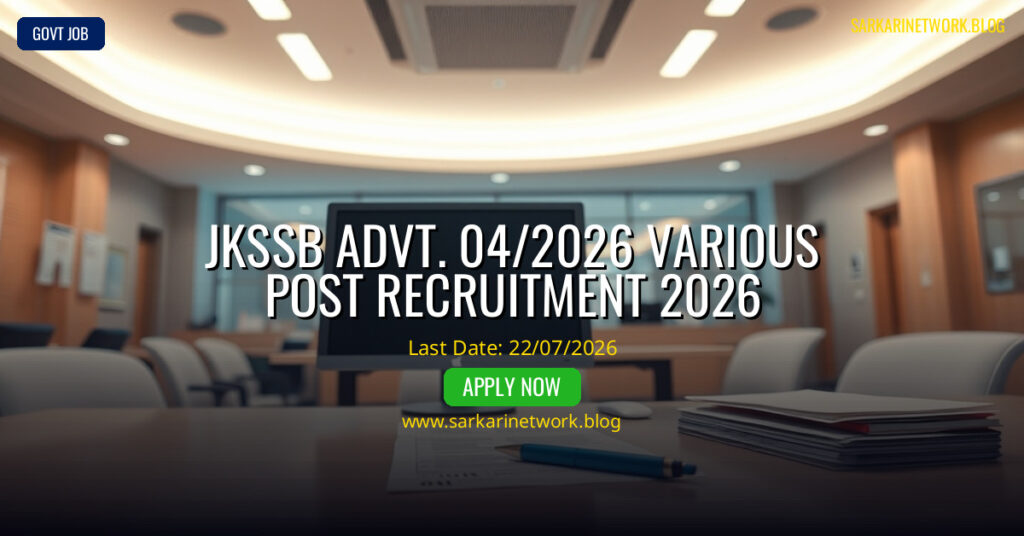 JKSSB Advt. 04/2026 Various Post Recruitment 2026 – Apply Online