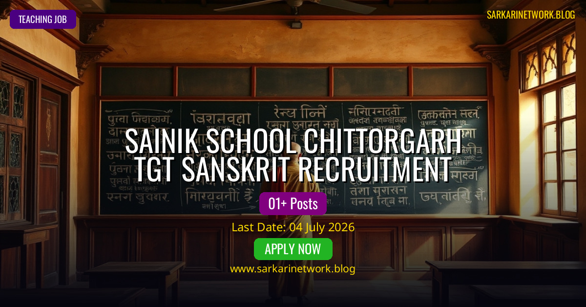 Sainik School Chittorgarh TGT Sanskrit Recruitment 2026